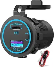 USB Outlet for Laptop USB C Car Charger Socket PD 12V Multi Port Outlet Waterproof Adapter for Car Boat Truck