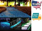 1000 Pcs Garden Yard Decor Decoration Glow in The Dark Stones Pebbles Blue Color