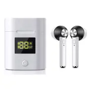 Bluetooth 5.0 Dual Call Power Sports Earphones Wireless Earbuds with Power Display Charging Case Included Headphones for iPhone - Black
