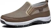 [Vimlo] Auguscare Shoes Men Seniors Mesh Breathable Walking Shoes, Men's Arch Support Slip-On Canvas Loafers Orthopedic Sneakers(Brown,41)
