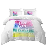 Positive Motto Colorful Pastel Live Love Travel Quilt Cover