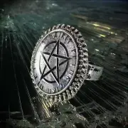 Pentagram Cryptic Stone Occult Pentacle Handmade Glass Ring