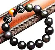 [GZXD] Lucky Bracelet with Healing Stone and Charms Double Piyao Obsidian Rainbow Eye Bracelet Gold Crystal Evil Spirit Repeller Talisman Prosperity