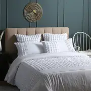Embroidery White Lattice 3pcs Quilt Cover Set /optional ( Queen / King / Super King / Double Options )