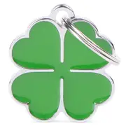 My Family 4 Leaf Clover Charm Pet ID Tag Green