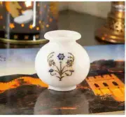 10" White Marble Flower Vase pot paua shell Inlay lapis matka decor home table