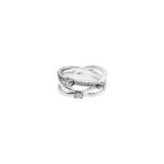 (W) Pandora Sparkling Triple Band Ring Sterling Silver Clear