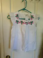 Girls Crew Cuts J Crew White Embroidered Strawberries Sz10