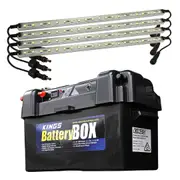 Adventure Kings Maxi Battery Box + Illuminator 4 Bar Camp Light Kit LED dimmer