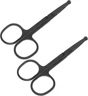 VICASKY 2 pcs Rounded Head Facial Hair Scissors Beard Nose Eyebrow Trimming Tools for Men and Women to Use Portable Grooming Scissors