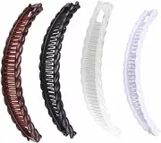 4Pcs Banana Hair Clip, Banana Fishtail Hair Clip, Double H-air Comb Clips for Long H-air Clamps Styling, Vintage Clincher Combs Clamp Grip for Thick Curly Hair