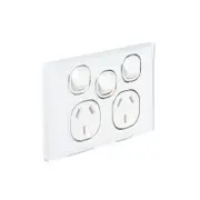 Snow Leopard SNPPSW2GWW - Double Power Point GPO 10A / Extra Switch 16AX/20Amp 250v - Glass Look