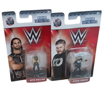JADA 2017 WWE Wrestling Seth Rollins Kevin Owens 2" Diecast Figures Sealed Cards