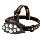Long Beam 8 LED Head Lamp Camping Torch - USB Rechargeable
