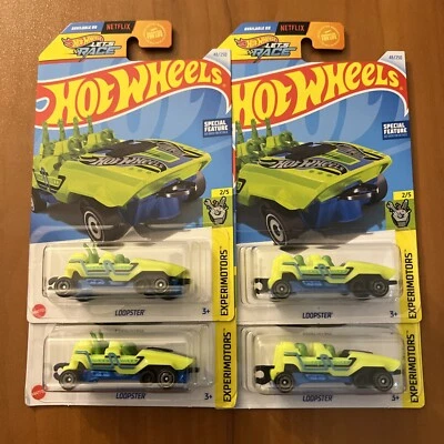 Hot Wheels Loopster Roller Coaster Ride Linking Cart Hands Up Down Neon Set