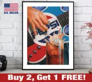 80s Pepsi Guitar Poster 18" x 24" Print Retro Soda Wall Art