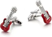 [Longcreek] Guitar Cufflinks for Men, Musical Instrument Cufflinks, Electric Guitar Cuff Links, Red Guitar Shirt Tuxedo Cufflinks, Punk Rock Cufflinks French Cufflinks, Best Man Cufflinks, Wedding Cufflinks Gifts