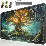 SOTWONSO Board Game TCG Playmat Table Mats Games Size 60X35 cm Mousepad Compatible for MTG RPG CCG Trading Card Game Play mats with 6 Dice (Playmat with Zones 113)