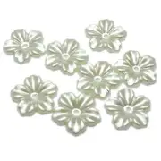 1000 pcs Ivory Acrylic Pearl Flower Beads 12mm FlatBack Center Hole Sew Costume