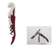 Burgundy Metal Corkscrew Doubled Hinged Waiters Wine Bottle Opener Foil Cutter