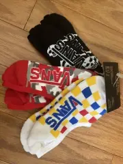 Vans Boys 3 Pk Multicolor No Show Cotton Cushion Checkered Skulls Logo Socks 1-6