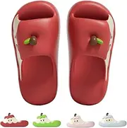[Generic] Apples Slippers for Women Men, Summer 3D Cute Cartoon Apples Shaped Fruit Slides Couple Beach Sandals