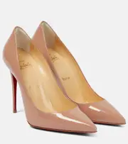 [Christian Louboutin] Christian Louboutin Kate 100 patent leather pumps AU 11 beige