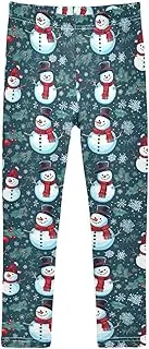 [Joisal] Christmas Snowmen Navy Blue Girls Legging, Soft for Winter Leggings for Girls, Girls 4t Leggings