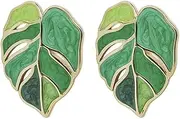 [KESYOO] 1 Pair leaf earrings leaf hoop earrings girls charm earrings diamond stud earrings for women enamel stud earrings accesorios para ear jewelry ear stud gift alloy Miss Metal