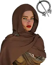 Cloak with Hood Men Women Medieval Linen Cotton Hooded Cowl Shawl Scarf Cape Renaissance Cloak Vintage Costume