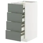 METOD / MAXIMERA base cb 4 frnts/2 low/3 md drwrs, white/Nickebo matt grey-green, 40x60x80 cm