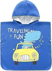 Outdoors Changing Robe Poncho Towel, Beach Towel Wrap Beach Swimming Dressing Bathrobe Beach Towel Cloak Blue Dinosaur Bath Towel Fleece Sport Robe (Color : Blue, Size : One Size)