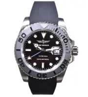 Time Warrior Men's GMT Watch, 316L Case, Silicone Band, Swiss Quartz Movement