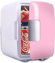 Mini Fridge 4 Liter/6Tank AC/DC Portable Thermoelectric Cooler and Warmer for Skincare, Foods, Home and Travel (Pink).(Color:Pink,Size:ABS)