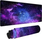 Galaxy Print Extended Big Mouse Pad Large,XL Gaming Mouse Pad Desk Pad,31.5x11.8inch Long Computer Keyboard Mouse Mat Mousepad with 3mm Non-Slip Base and Stitched Edge for Home Office Work