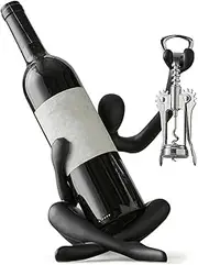 Thinker Statue Wine Rack, Hollow Figure Wine Rack, Modern Simple Wine Rack, Small Wine Bottle Rack, Living Room, Dining Room, Home furnishings, Wine Cabinet Sideboard Decoration (Black)