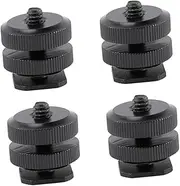 Vaguelly 4Pcs Hot Shoe Mount Adapter Aluminum Alloy Tripod Mounting Screws Dual Flash Adapter for Camera Accessories Compatible with Standard Tripod Interface