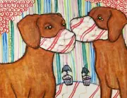 VIZSLA Quarantine 13 x 19 Art Print of Painting Signed by Artist KSams Hungarian
