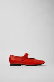 Casi Myra Red Leather Shoes for Women.