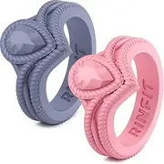 [Rinfit] Silicone Rings for Women - Silicone Ring Women - Rubber Wedding Rings For Women - Silicone Wedding Bands Women - Pear Diamond Collection