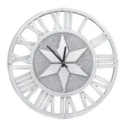 Elegant Silver Wall Clock with Crystal Accents