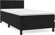 vidaXL Box Spring Bed with Pocket Mattress - King Single Size Black Velvet
