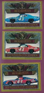 1991 Gold Foil Richard Petty Lot x3 1971 1972 & 1979 Winston Cup Champions #43