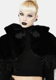 [Devil Fashion] Black Faux Fur Cloak