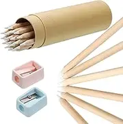 Tenare 20 Pieces White Chalk Pencil Set Highlight Charcoal Pencil with Sharpener and Container for Drawing, Sketching, Blending, Beginners and Artists