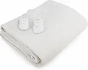 Carmen C81190 Double Fitted Electric Under Blanket with Overheat Protection, 65W x 2, White