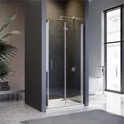Frameless Bifold Pivot Shower Screen Door Wall to Wall Large Entry, 860mm