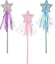 ASTER Glitter Star Wands 3Pcs 11 Inches Princess Angel Fairy Star