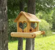 Large Hanging Cedar Wood Fly Through Platform Bird or Squirrel Feeder TBNUP #3H