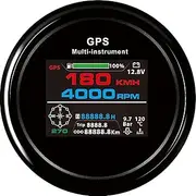 ESUHUBING 85mm Digital GPS Gauge 10 in 1 Multi-Functional LCD Hourmeter Speedometer Fuels Level RPM Gauge Oils Press Voltmeter (Color : BN)